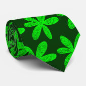 Cravate Jolie Fleur - Vert sur Vert foncé (Roulé)