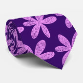 Cravate Jolie Fleur - Violet Clair sur Violet Foncé (Roulé)