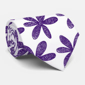 Cravate Jolie fleur - Violet profond sur blanc (Roulé)