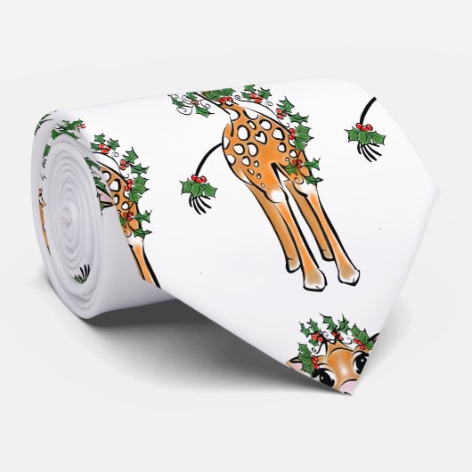 Cravate Jolie Giraffe rouge vert vert vert vert (Roulé)