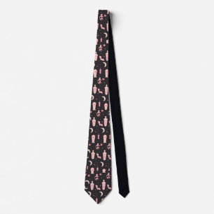 Cravate Jolie sorcellerie de vampire noir et rose motif