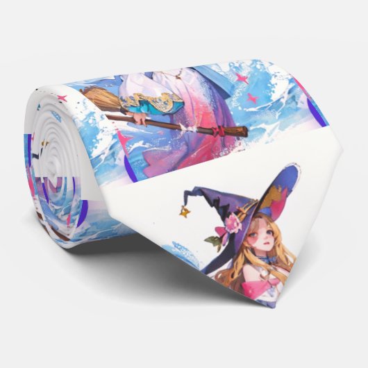 Cravate Jolie Sorcière tenant Chat noir Thunder_Cove (Roulé)