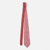 Cravate Jolies oeillets roses sur motif rouge (Dos)