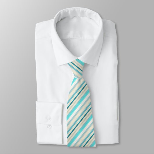 Cravate Jolies rayures aqua blanc (Attaché)