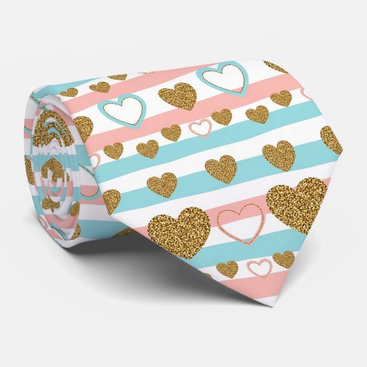 Cravate Jolis cœurs de la Saint-Valentin pastel avec des a (Roulé)