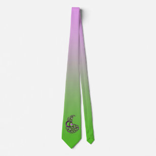Cravate Jolis cœurs verts roses modernes abstraits fractal