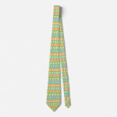 Cravate Jolis motifs ethniques orange et vert (Devant)