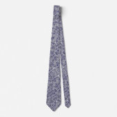 Cravate Jolis motifs paisley bleu blanc design (Devant)