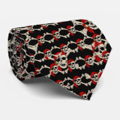 Cravate Jolly roger Pirate Os crâne Rouge Bandanna (Roulé)