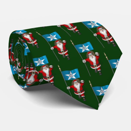 Cravate Jolly Santa Claus Avec Drapeau De Houston (Roulé)