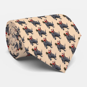 Cravate Jolly Santa Claus Dirige Un Rhinoceros