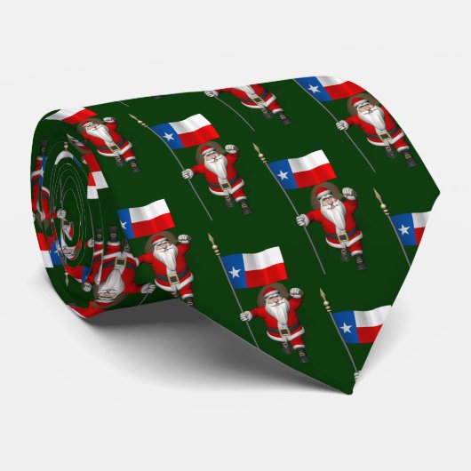 Cravate Jolly Santa Claus With Flag Of Texas (Roulé)