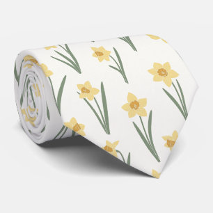 Cravate Jonquille Florale de Printemps en Jaune et Vert Do
