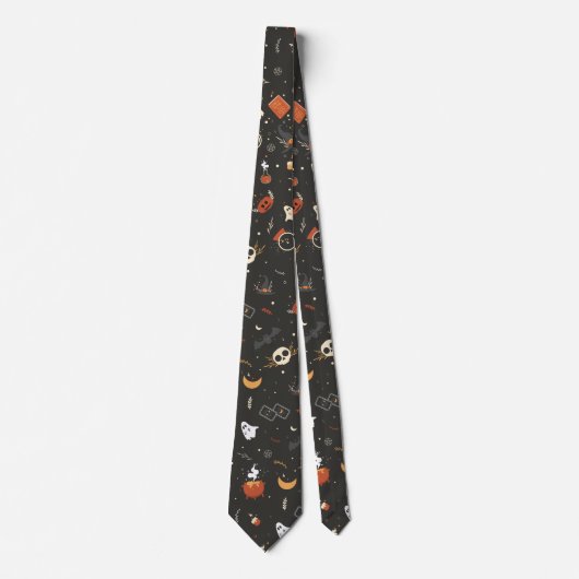 Cravate Jote Éffrayant Whimsical Halloween Motif Arrière - (Devant)