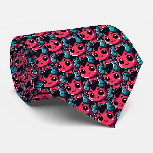Cravate Jouer Red Devil - Dessin, Caractère, Rouge, Kawai (Roulé)