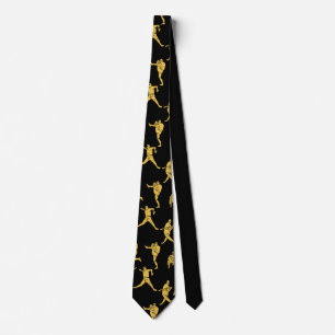 Cravate Joueur de baseball Gold Black Sports Motif