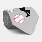 Cravate Joueur de baseball noir Silhouette gris (Roulé)