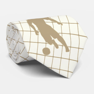 Cravate Joueur de football Kicking Ball Tan Check Necktie 