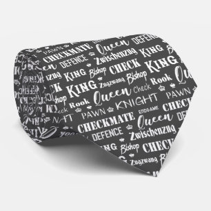 Cravate Joueur d'échecs Gris Blanc Motif