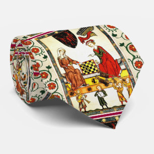 CRAVATE JOUEURS D'ÉCHECS MÉDIÉVAUX EN COUR