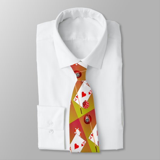 Cravate Joueur's Paradise Ace Coeurs, Poker, Dice, Pool (Attaché)