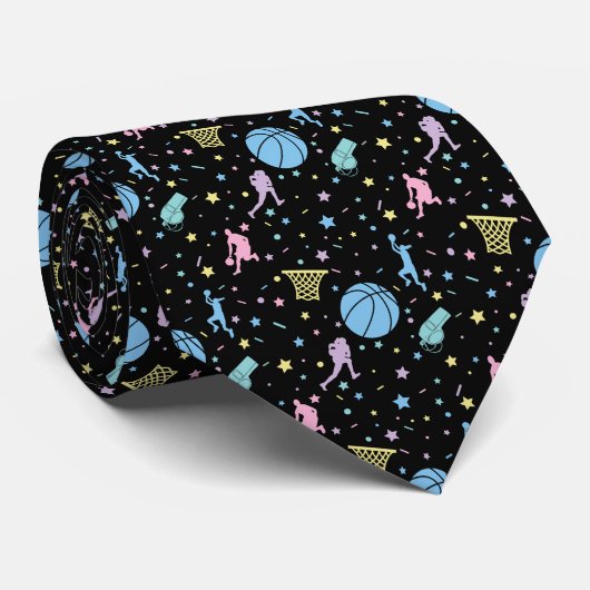 Cravate Joueuses de basket-ball - Motif d'étoiles (Roulé)