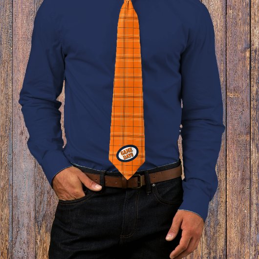 Cravate Jour de Jeu Motif Orange & Navy