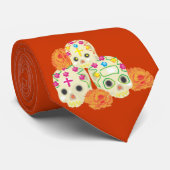 Cravate Jour des Crânes de Sucre Morts et Marigolds (Roulé)