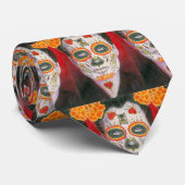 Cravate Jour du crâne de sucre mort avec les coeurs (Roulé)