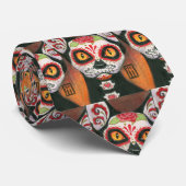 Cravate Jour du crâne mort de sucre de chat (Roulé)