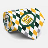 Cravate Jour du Motif de Jacquard vert foncé et jaune (Roulé)