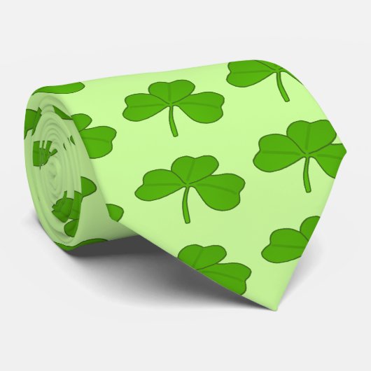 Cravate Journée de la Saint Patrick, Shamrock verte (Roulé)