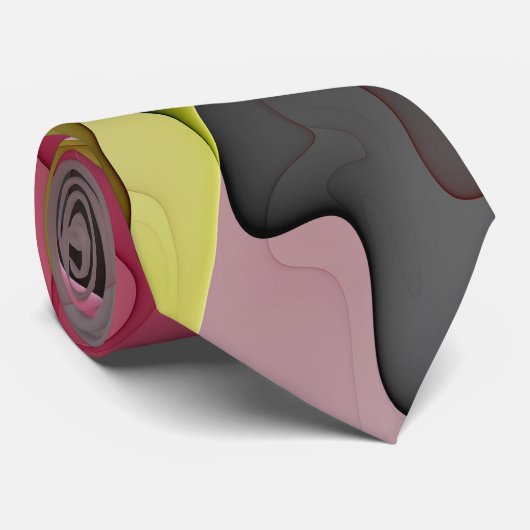 Cravate Joy, Vert rose Anthracite Imaginaire Fleur Fractal (Roulé)