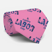 Cravate Joyeuse Fête Du Travail Rétro Bleu (Roulé)