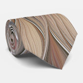 Cravate Joyeuse Fleur Abstrait Beige Brown Floral Fractal (Roulé)