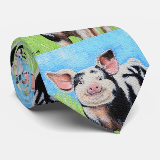 Cravate Joyeuse peinture de petit cochon (Roulé)