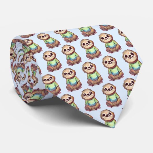 Cravate Joyeuse Sloth portant une chemise mignonne Motif (Roulé)