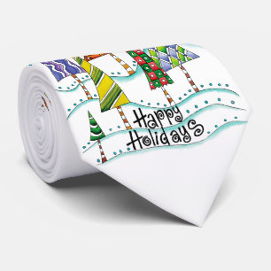 Cravate Joyeuses Fêtes ! Jolis sapins de Noël avec des éto