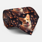 Cravate Joyeuses lumières de Noël Corgi (Roulé)