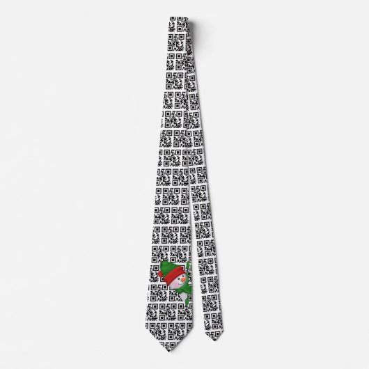 Cravate Joyeuses Vacances QR Codes et Snowman (Devant)