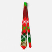 Cravate Joyeuses vacances Rouge Vert Noël Tartan Motif (Devant)
