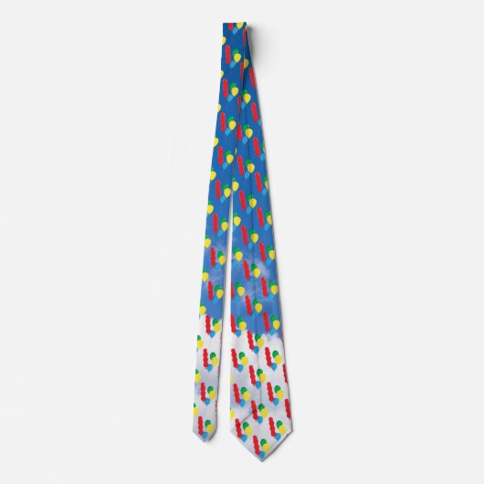 Cravate Joyeux Birthday Balloons Cluster - Sky Arrière - p (Dos)