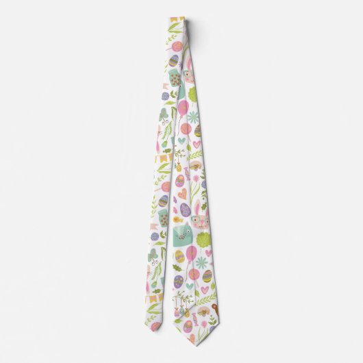 Cravate Joyeux Bunny de Pâques modèle floral (Dos)