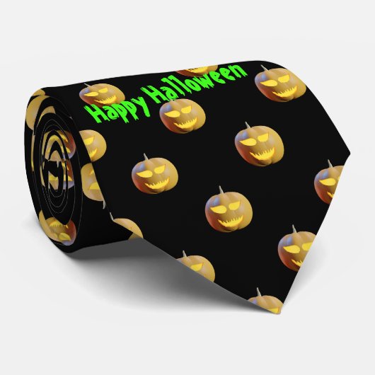 Cravate Joyeux Halloween Jack O'Lantern Design (Roulé)