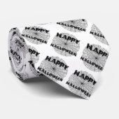 Cravate Joyeux Halloween sur Spider Web Text Necktie (Roulé)