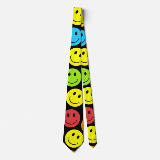 Cravate Joyeux Motif de faces colorées (Devant)