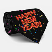 Cravate Joyeux New Year Glassy Red Text (Roulé)