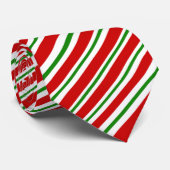 Cravate Joyeux Noël Fête Rouge Vert Rayure Diagonale (Roulé)
