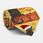 Cravate Joyeux Noel Le Chat Noir Avec Arbre Doré Stylisé (Roulé)