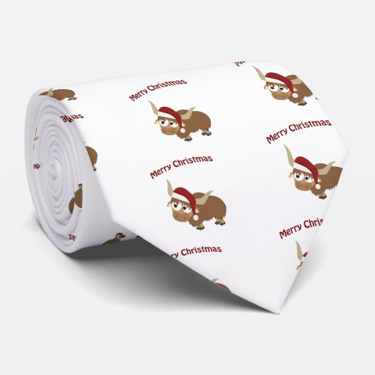 Cravate Joyeux Noël Père Noël Yak (Roulé)